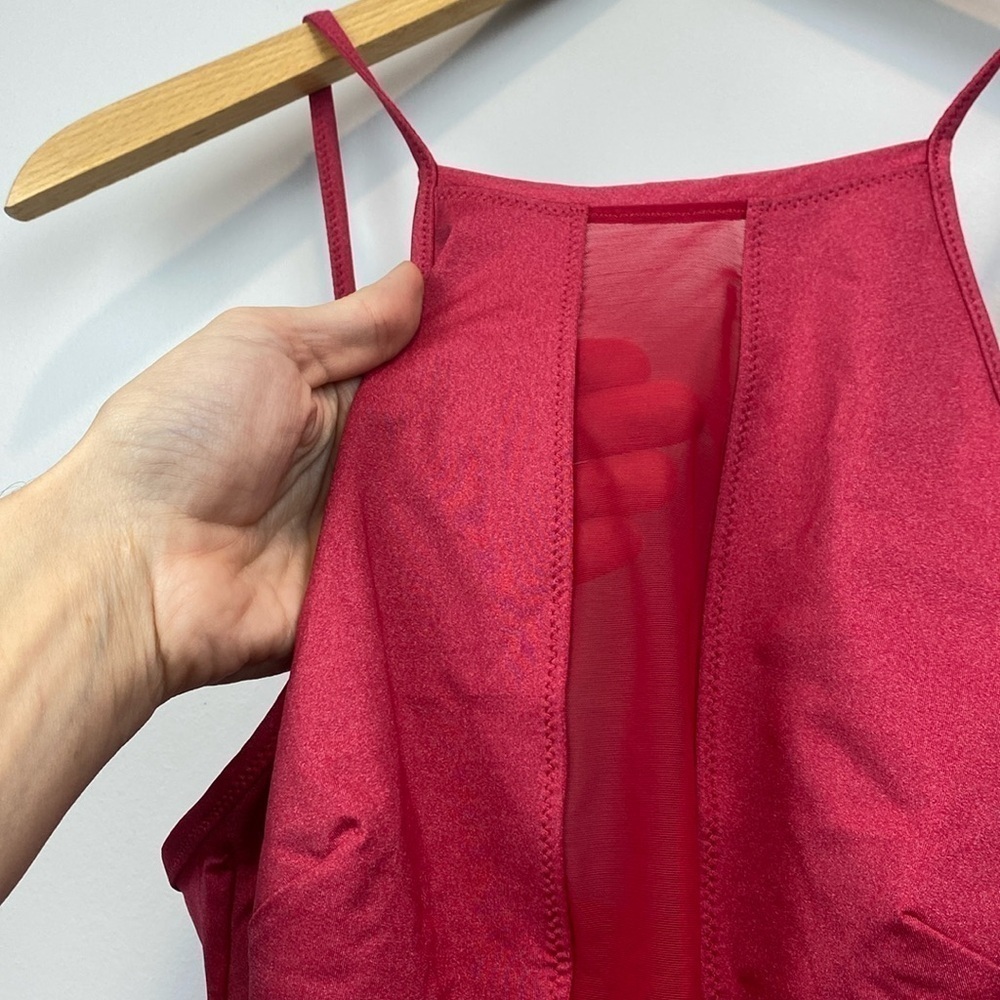 Wolford Deep Raspberry Halter One-Piece Swimsuit - Picture 6 of 13